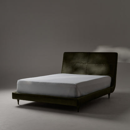 Menlo Park Bed Reimagined Green Leather Upholstered 