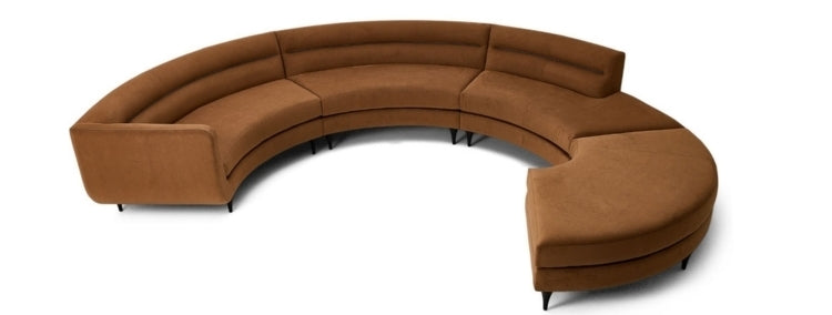 High view of Curved brown Menlo Park Sectional Sofa