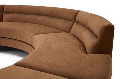 Closer view of fabric on Curved brown Menio Park Sectional sofa