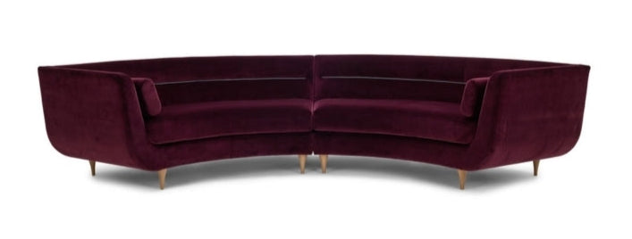 Menlo Park Sofa in Maroon leather sectional sofa on a white background