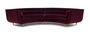 Menlo Park Sofa in Maroon leather sectional sofa on a white background