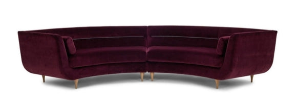 Menlo Park Sofa in Maroon leather sectional sofa on a white background