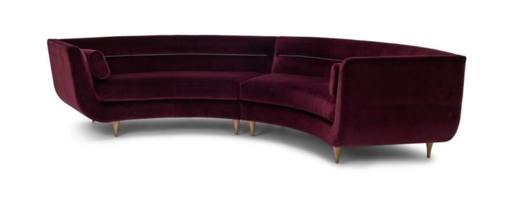 Menlo Park Sofa in Maroon leather sectional sofa on a white background