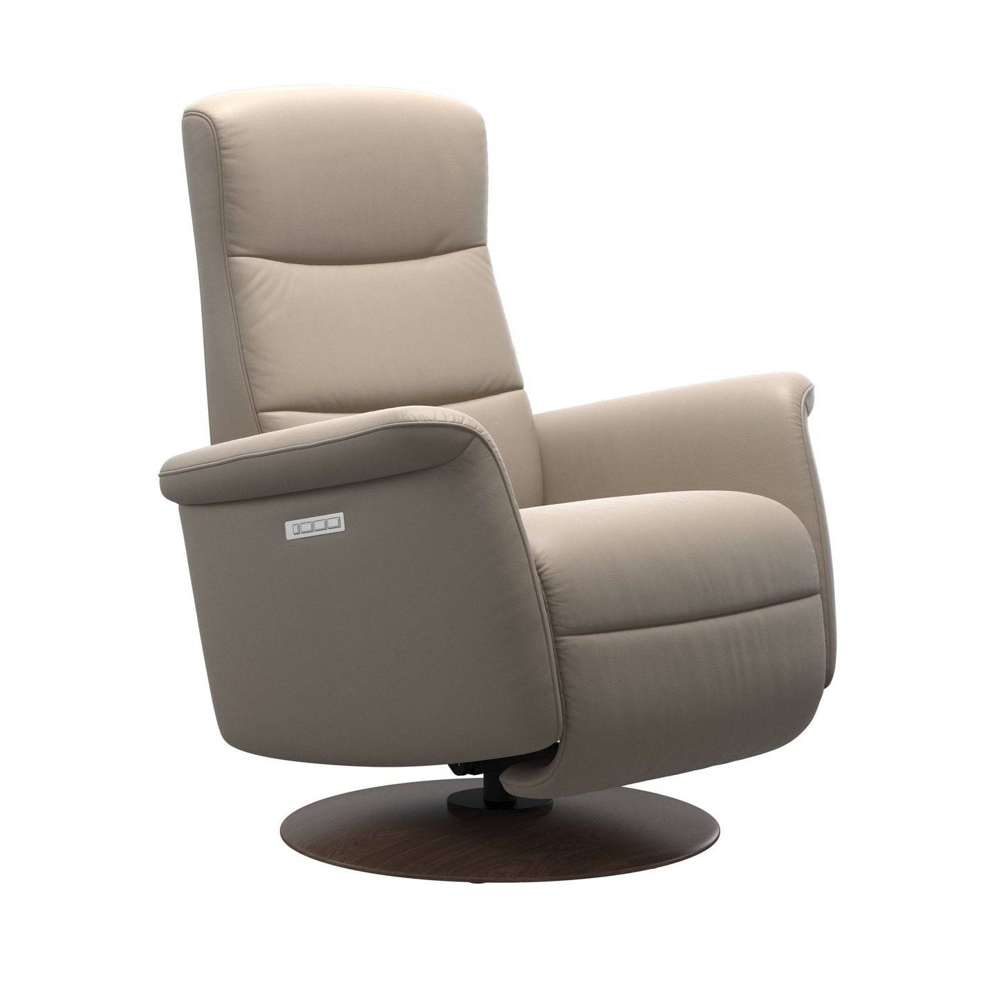 Stressless Mike recliner in mushroom with wood moon base