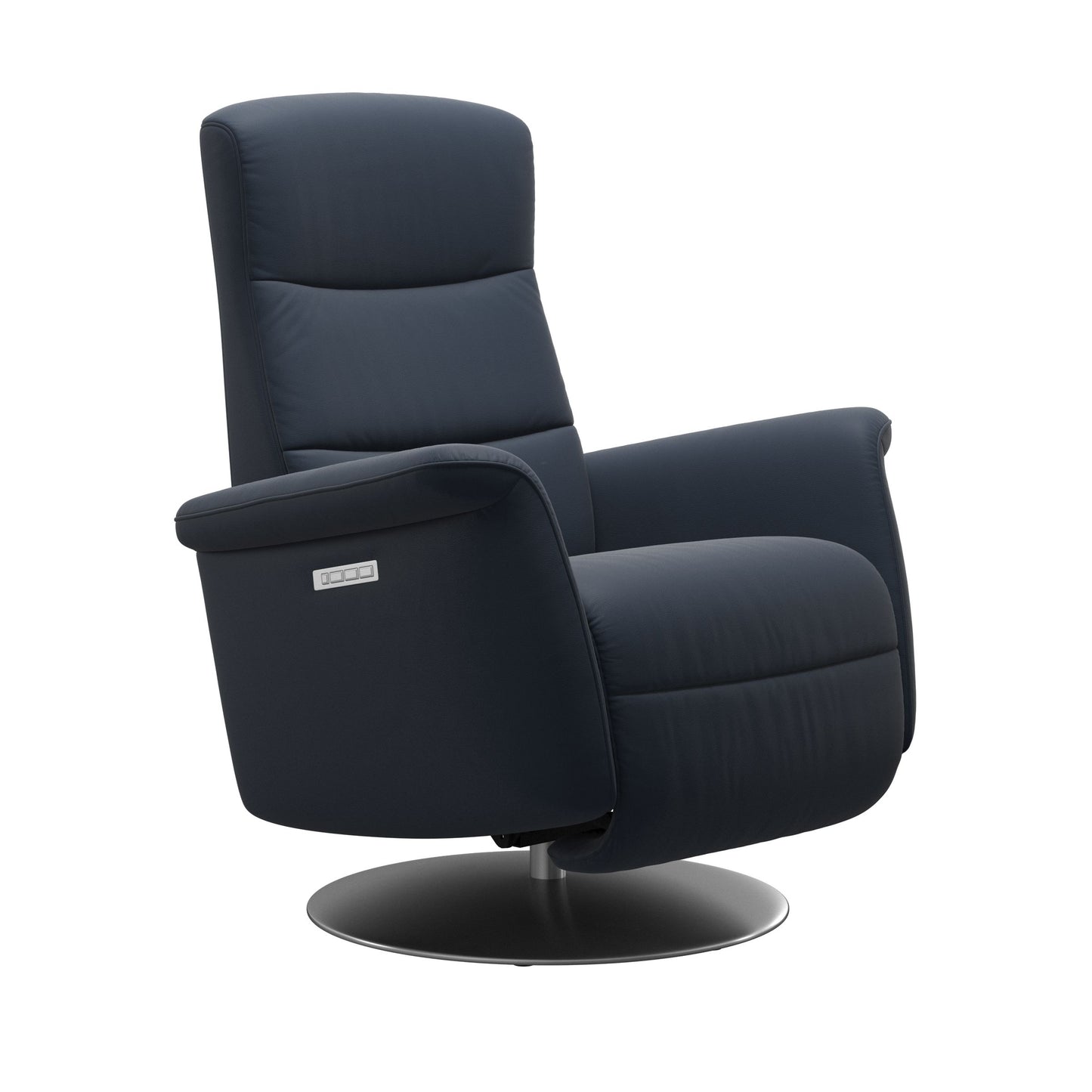 Stressless Mike recliner in Oxford Blue with steel base