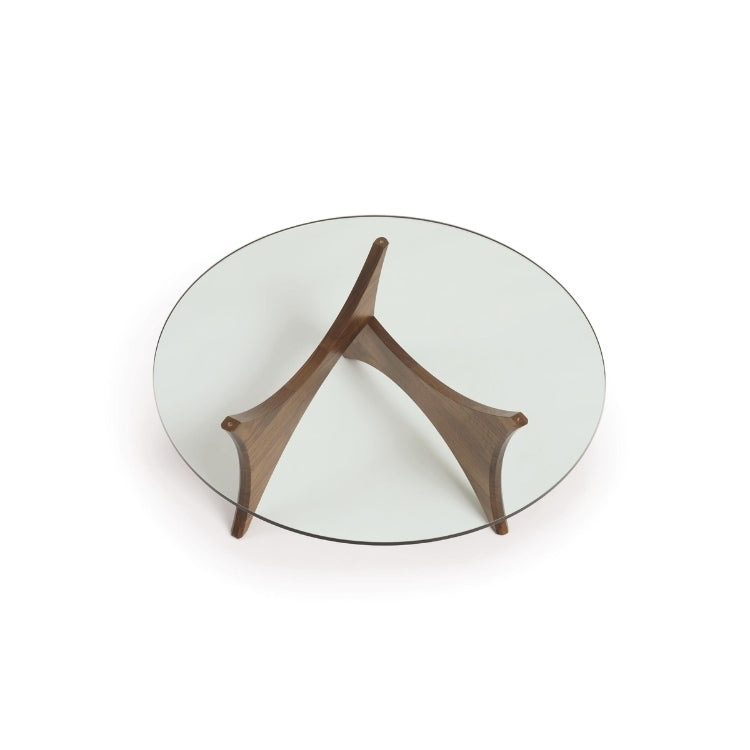 Pivot Round Glass Top Coffee Table top view