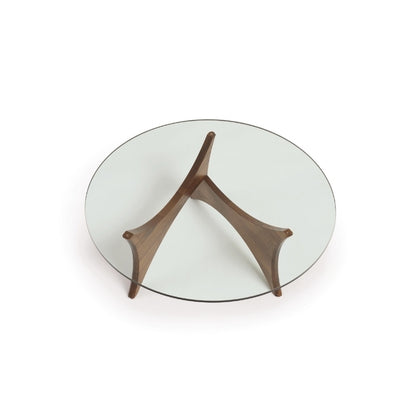 Pivot Round Glass Top Coffee Table top view