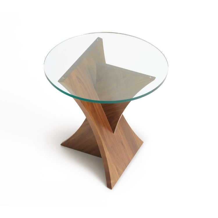 Planes Round Glass Top End Table