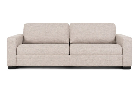 Beige 2 seat sofa on a white background