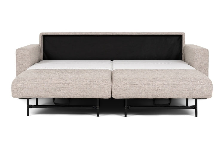 Beige sectional sofa opened into bed 