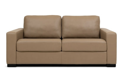 Tan leather two seat sofa 