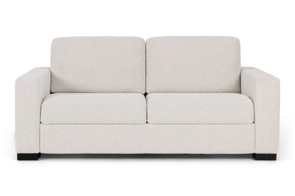 Beige two seat sofa on a white background