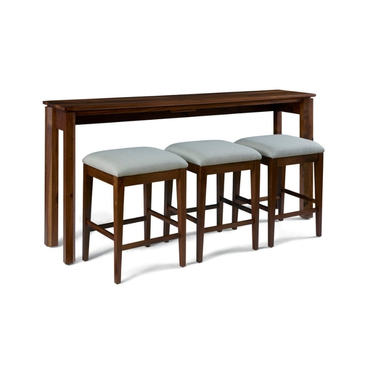 Rustic Walnut Gathering Island with stools