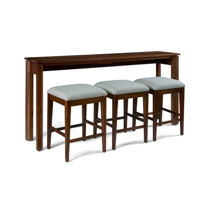 Rustic Walnut Gathering Island with stools