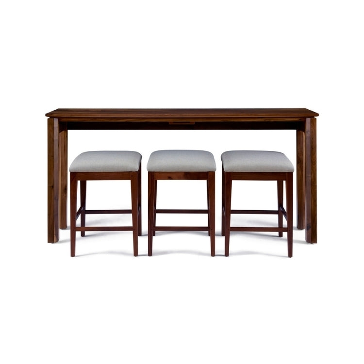 Rustic Walnut Gathering Island front with stools