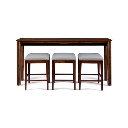 Rustic Walnut Gathering Island front with stools