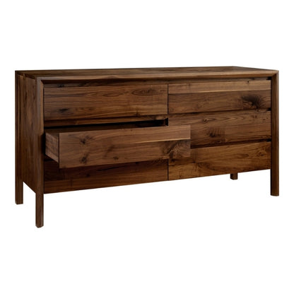Rustic Walnut Dresser open drawer