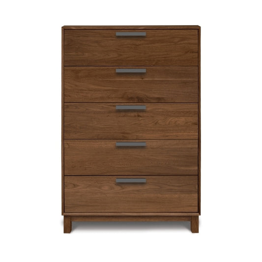 Savoy 5-Drawer Wide Chest in Natural Walnut head on
