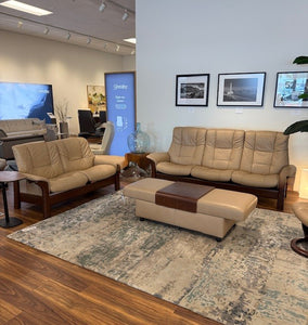 Clearance Package:  (1) Stressless 3 Seat Highback Sofa + (1) Stressless 2 Seat Lowback Loveseat