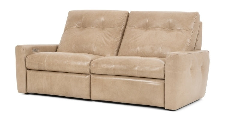 Leather 2 seater reclining sofa in  Beige