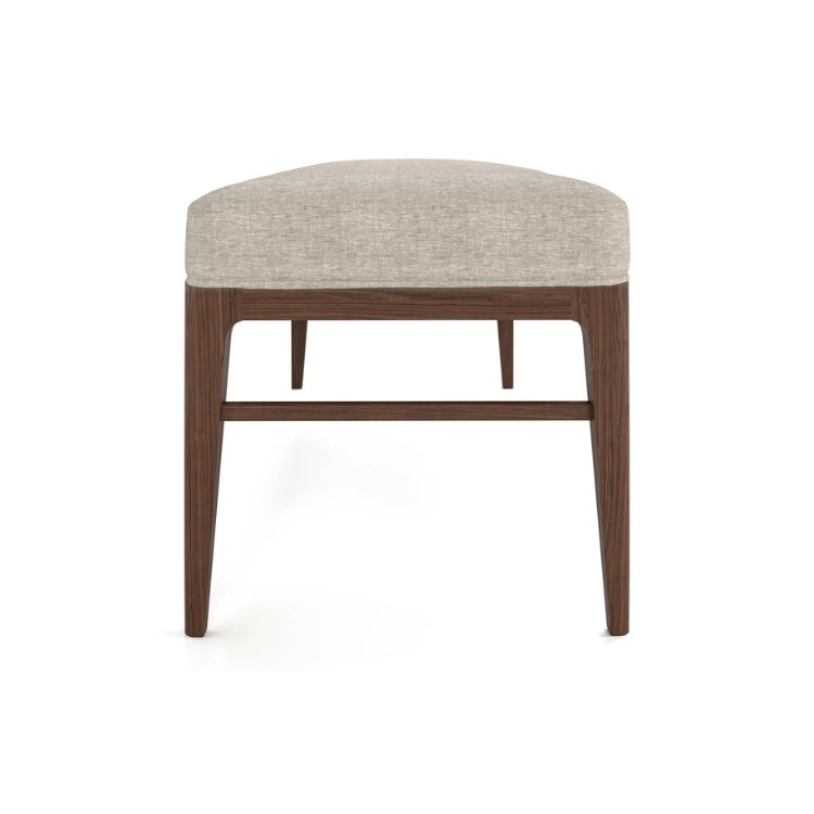 Stool with wooden frame and beige cushioned seat 
