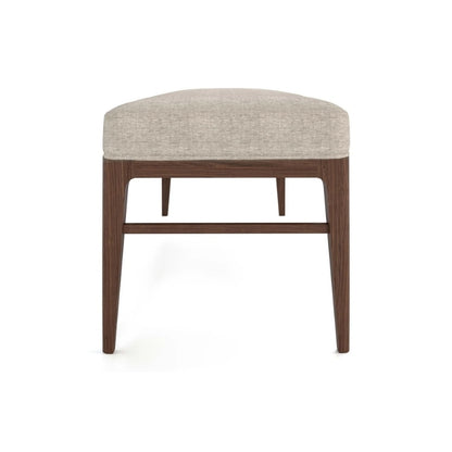 Stool with wooden frame and beige cushioned seat 