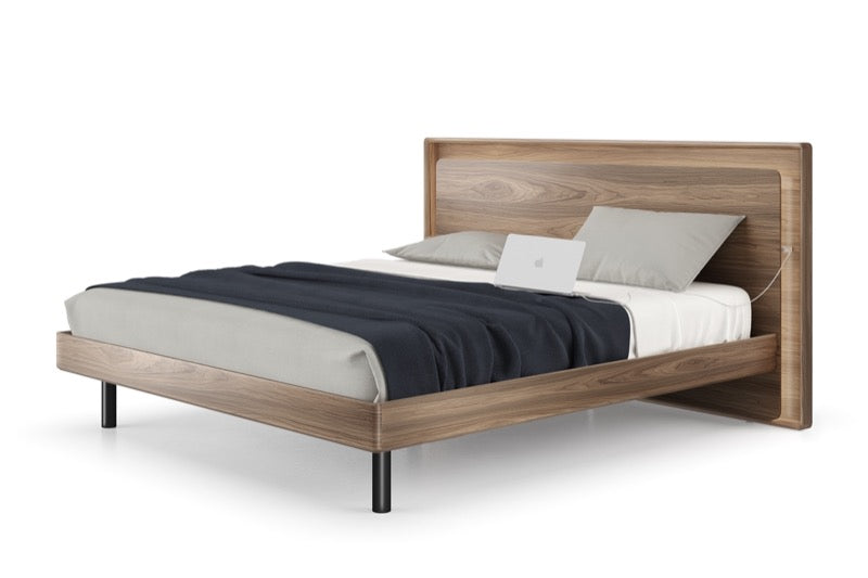 Up-Linq Bed Walnut King with laptop charging in headboard