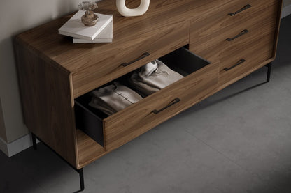 Linq 6-Drawer Chest drawer open with clothes
