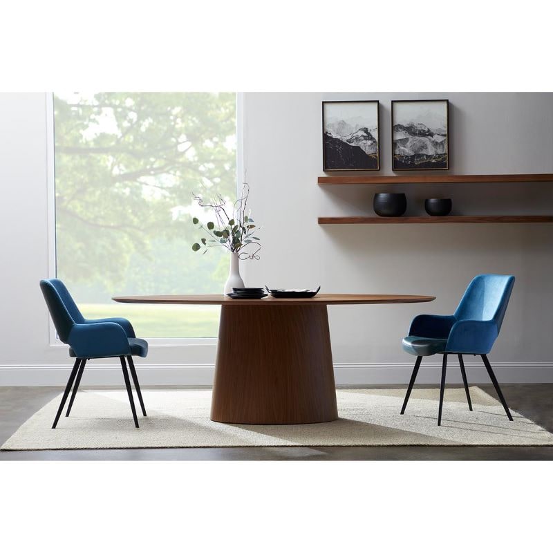 Deodat 79" Oval Dining Table cherry with chairs