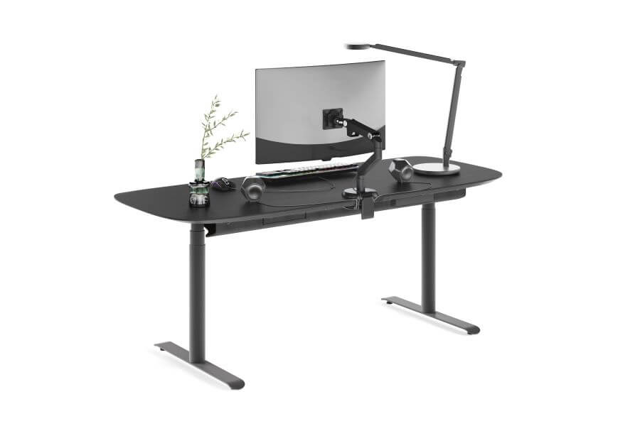 Soma 6352 Lift Desk in Ebonized Ash with Computer and keyword