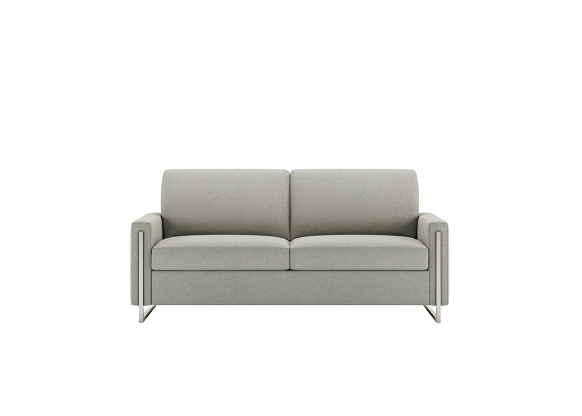 Sulley Leather Comfort Sleeper in sitting position 2 seater couch.