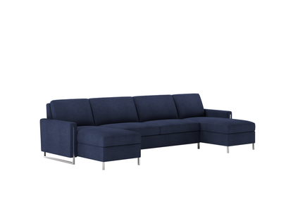 Sulley Leather Comfort Sleeper in sitting postion in dark navy blue 