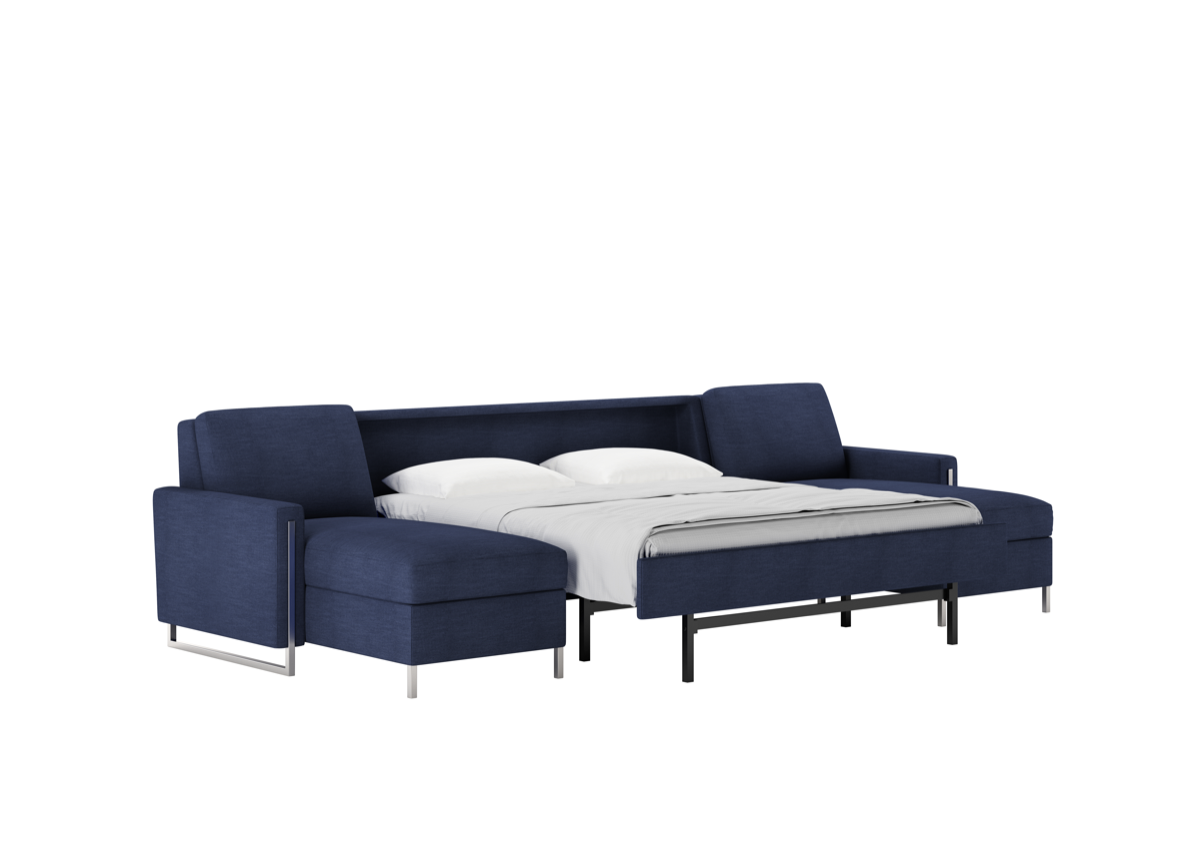 Sulley Leather Comfort Sleeper open into sleeping position 