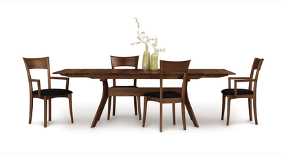 Upholstered Ingrid Sidechair in Walnut with table