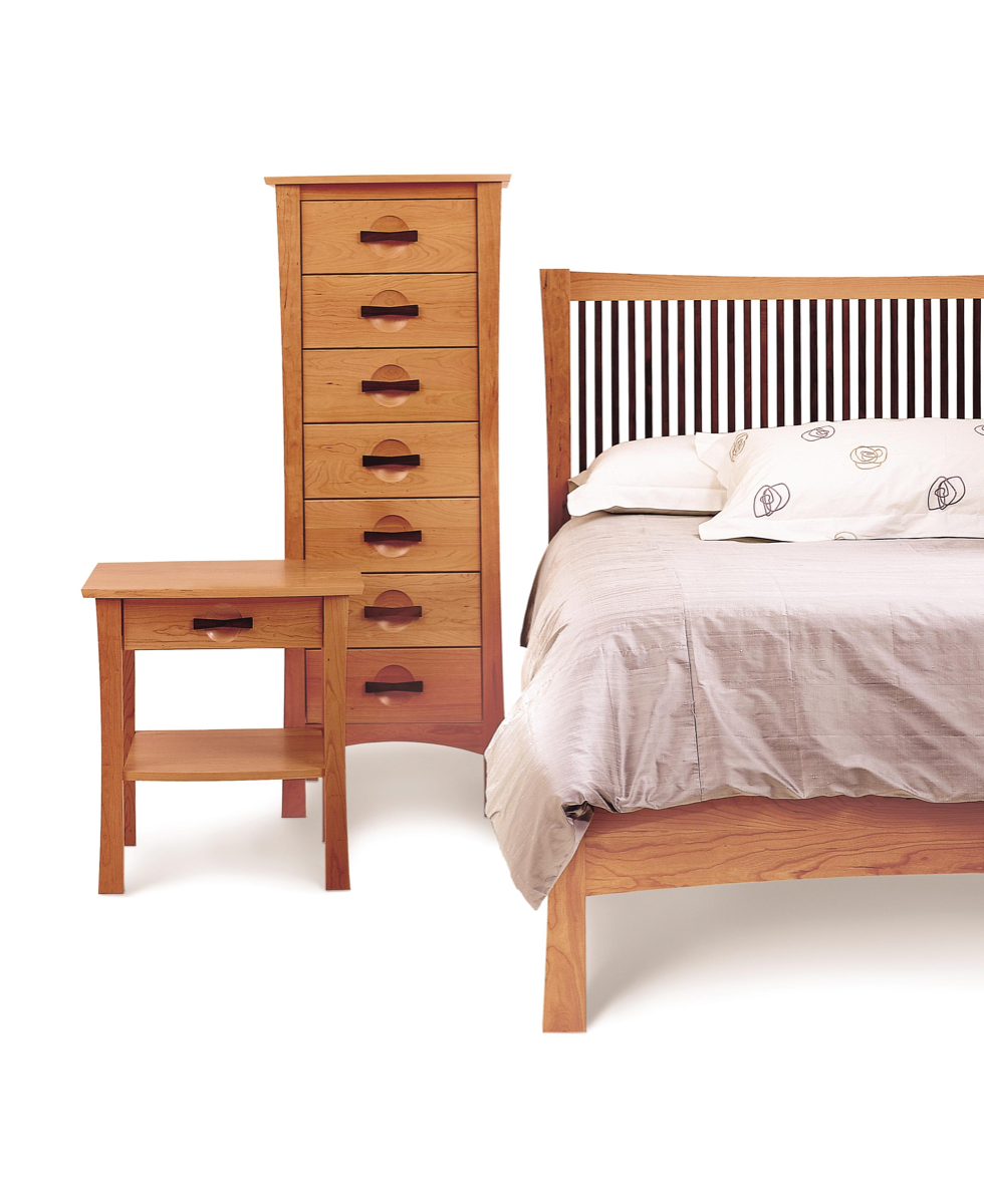Berkeley 1 Drawer Nightstand in cherry with dresser and bed