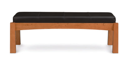 Berkeley Bench in cherry with leather upholstery, front view