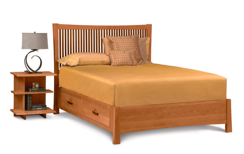 Berkeley Nightstand in cherry, left side with storage bed