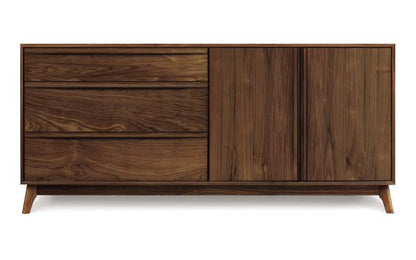 Catalina 3 Drawer, 2 Door Buffet with doors on right in walnut, front view