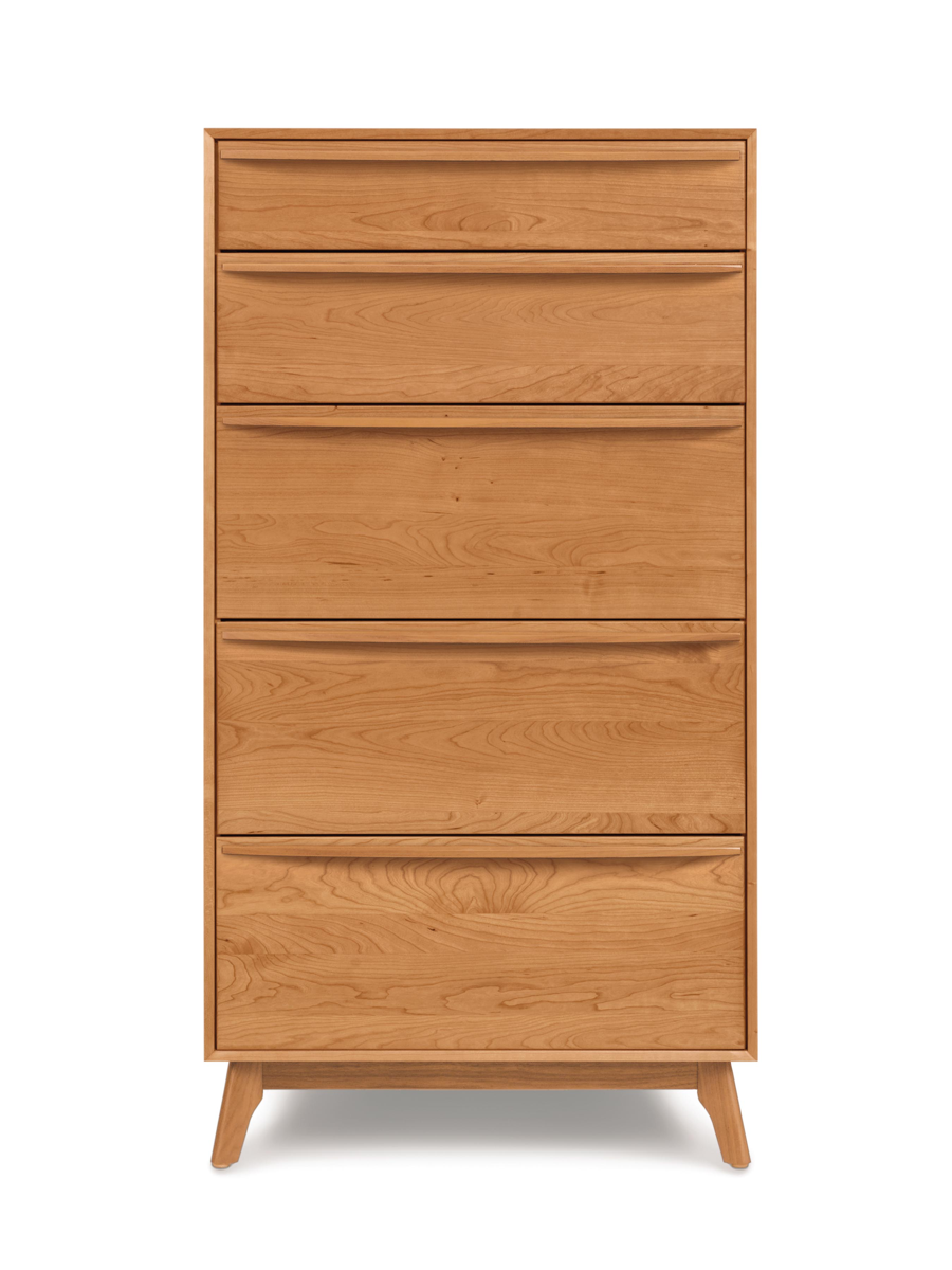Catalina 5 Drawer Wide Dresser in cherry, front view