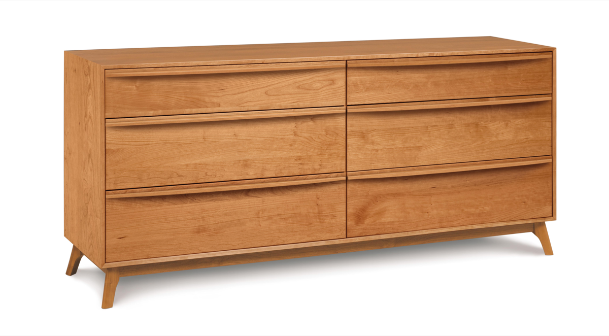 Catalina 6 Drawer Dresser in cherry, angled view
