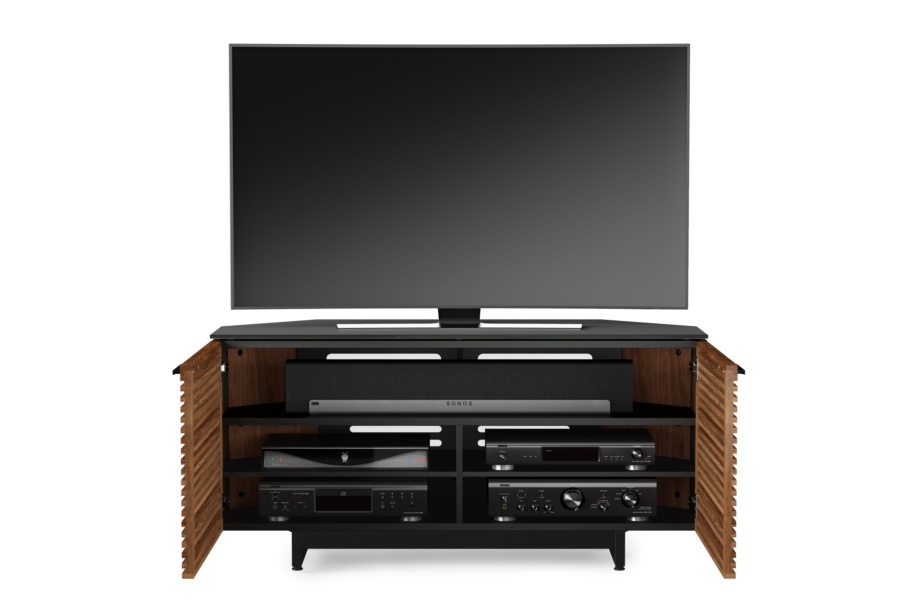 Corridor 8175 TV Cabinet doors open  walnut