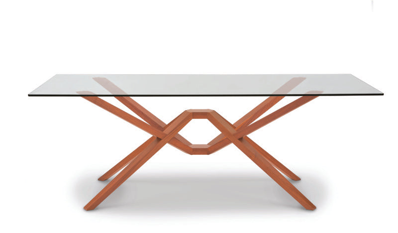Exeter Glass Top Table cherry front view