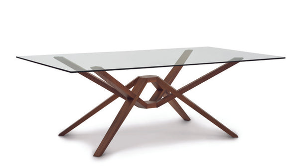 Exeter Glass Top Table walnut side