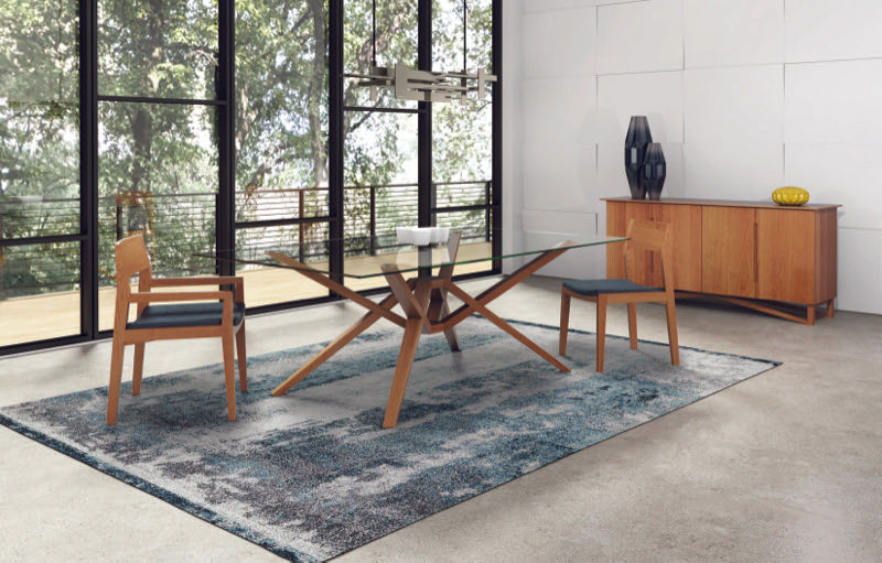 Exeter Glass Top Table cherry with chairs