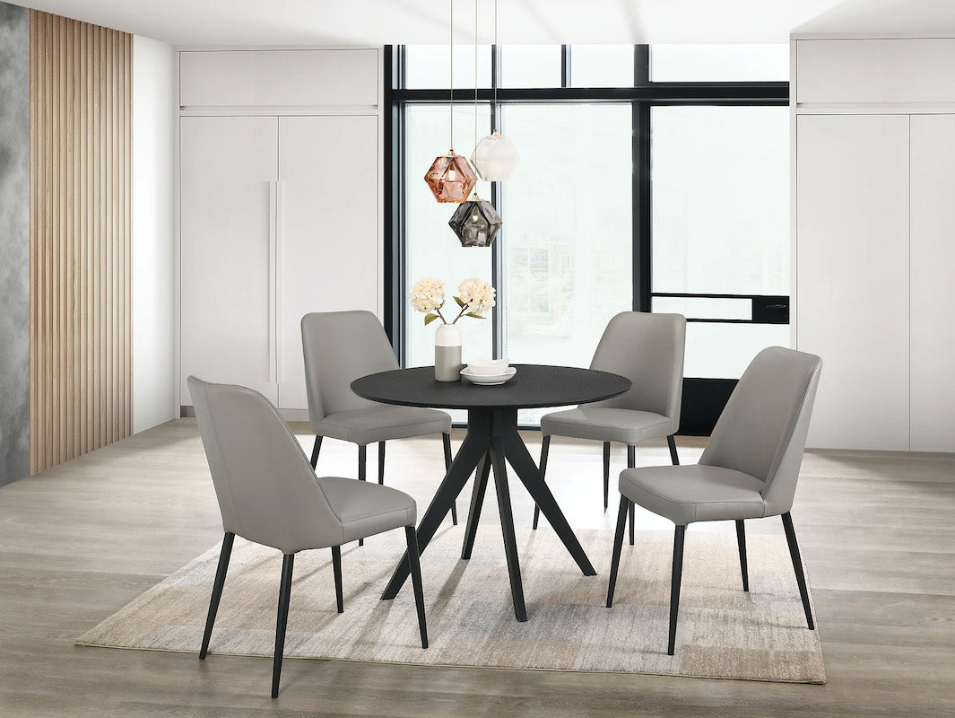 Leah Dining Chair Grey with table