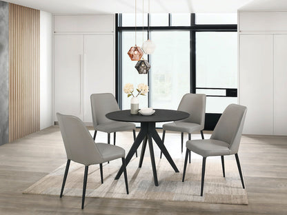 Leah Dining Chair Grey with table