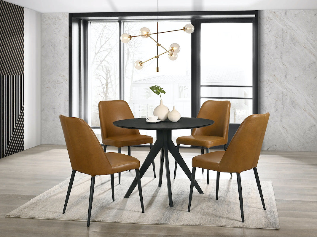 Leah Dining Chair Saddle with table