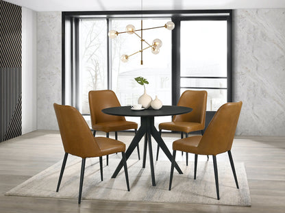 Leah Dining Chair Saddle with table