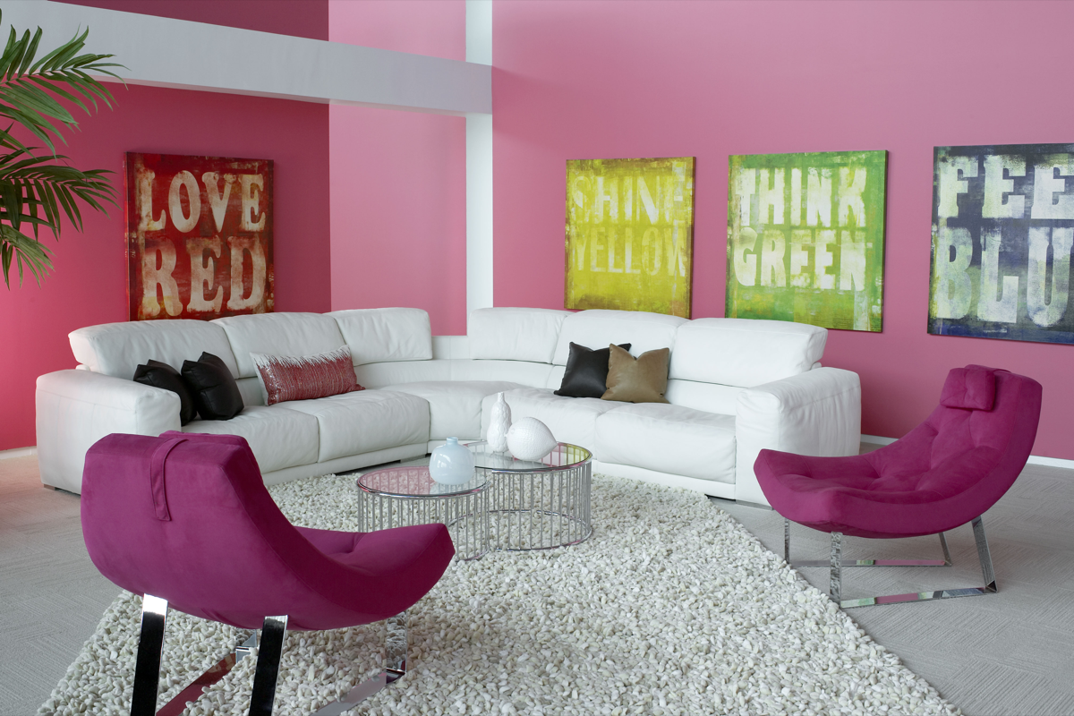 Malibu Sectional  white Sofa in room setting.

