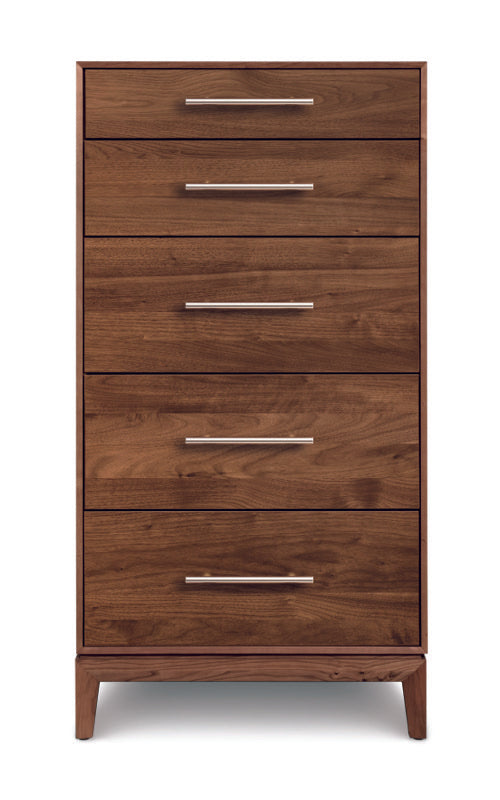 Mansfield 5 Drawer Narrow walnut head on
